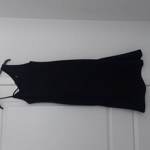 DKNY Sleeveless/One Shoulder Midi Black Dress
